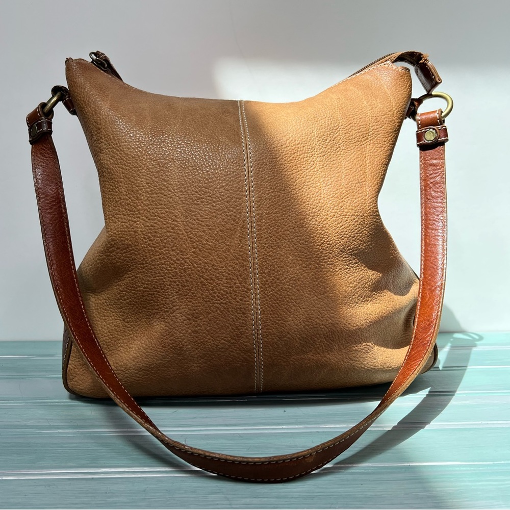 Vintage Fossil Tan Leather Hobo Bag